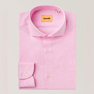 NWT Harry Ronsen Harold Slim-Fit Linen-Cotton Mélange Dress Shirt | Size 15.5/39